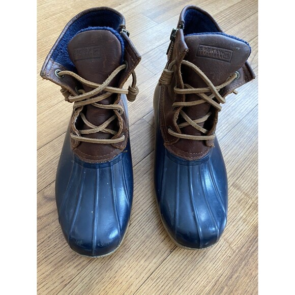 Sperry Womens Saltwater Duck Boots Brown Waterproof Leather Size 7 - Picture 2 of 6